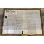 A framed and glazed Indenture dated 1864.