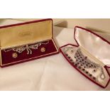 2 sets of vintage diamante set evening costume jewellery.