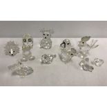 A small collection of Swarovski crystal animals.