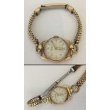 A ladies 18ct gold wrist watch in working order.