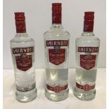 A litre bottle of Smirnoff triple distilled premium Vodka.