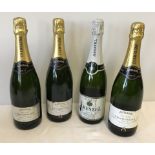 3 bottles of Adnams Brut Champagne together with a bottle of Arestel Cava Brut.