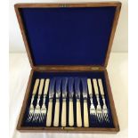 A set of silver plated fish knives and forks by J.Harrison & Co.