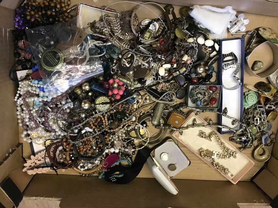 A collection of modern and vintage costume jewellery.