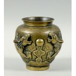 A 19c Chinese bronze dragon vase of baluster form, seal mark to base, 6h.