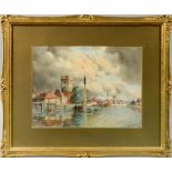 Louis Van Staaten - Zaandam signed watercolour, framed and glazed, 11.5 x 15.5.