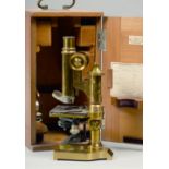 A German microscope circa 1900 by Leitz, model 'Stativ' and signed on the base 'E. Leitz Wetzler,