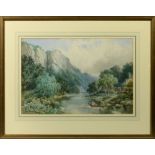 Charles M McArthur - River Gorge, Peak District, signed, watercolour, framed and glazed, 14 x 21.