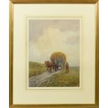 Jessie Hall 1912 - the hay cart, watercolour, framed and glazed, 17 x 13.