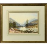 Cornelius Varley - Swiss landscape, signed, watercolour, framed and glazed, 8.5 x 11.5.