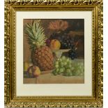 Mono ATN 1880 - still life, fruit, signed in mono and dated, watercolour, framed and glazed, 14.75 x