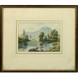 R Vickers Jnr 1864 - cattle watering in Highland setting, signed and dated, watercolour, framed