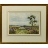 Richard William Halfnight - shepherd with his flock changing pastures, signed, watercolour, framed