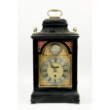 A mid 18c English single fusee bracket clock by Thos. Martin of London in ebonised bell top case