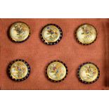 A set of six Japanese Meiji period costume buttons, each approximately 0.5diam.