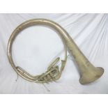 A silver plated French horn marked "H. L