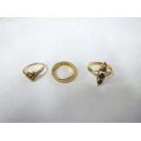 Three various 9ct gold dress rings inclu