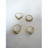 Four various dress rings including 14ct