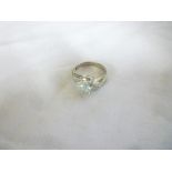 A 9ct white gold dress ring set aquamari