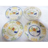 Four matching French Quimper pottery cir