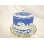 A Wedgwood-style blue Jasperware stilton