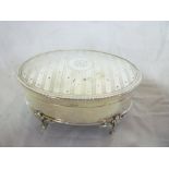 A George V oval silver jewellery box wit