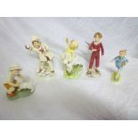 Five Royal Worcester china figures inclu