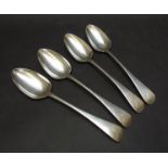 Four silver tablespoons, monogrammed, London 1812,