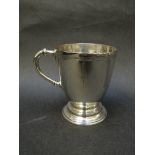 A Hamilton & Inches Edinburgh silver tankard engraved design on stepped circular base,