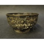 Possibly Wing Chun pierced silver bowl with dragon motifs,