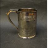 A Solomon Hougham silver tankard, ribbed detail with engraved initials, marked London 1816,