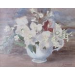 JEANETTE HISCOCK (1895 - 1985): A framed and glazed watercolour still life, Christmas Roses.