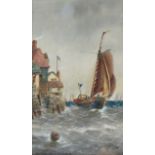 ROBERT THORNTON WILDING (XIX-XX): A framed and glazed watercolour "Dutch Fishing Boat entering