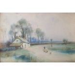 EDWARD HANDLEY-READ (1870-1935) A framed and glazed watercolour, rural scene with Inn,