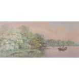 CHARLES HARMONY HARRISON (1842 - 1902): Rowing boats on the broads, watercolour, dated 1880.