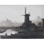 ALFRED BLUNDELL (1883-1968): A framed and glazed etching 'A Norfolk Mill, Cley'.