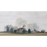 MICHAEL PETTERSSON (b.1938): A framed and glazed watercolour 'Landscape at Cratfield'.