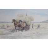 JASON PARTNER (1922-2005): 'Harvesting' framed and glazed watercolour. Signed.