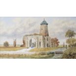 A late 19th/early 20th Century framed and glazed watercolour depicting St Benets Abbey, Norfolk.