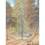 A 19th Century English school landscape depicting a scene in Kensington Garden, watercolour, 18.