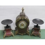 A 19th Century French boulle work and ormulu mantel clock with striking movement by Dufaud, Paris,