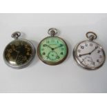 Three 1940's government issue/military pocket watches including Jaeger LeCoultre and Waltham