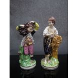 A pair of circa 1820 Derby figures of Summer & Autumn, inscribed N123, painted marks, circa 1820,