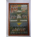 A painting on fabric depicting Hindu festival, 115cm x 85cm,