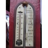 A 19th Century mahogany open tubed cottage stick barometer with ivory scales signed Woolorton,