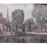 GEORGE GRAHAM: Norwich School oil on canvas entitled "Pull's Ferry" signed lower right, framed,