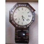 A 19th Century coromandel and mother of pearl inlaid drop dial wall clock (case a/f) with Roman