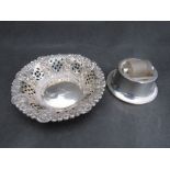 A silver pierced and embossed silver bon bon dish,