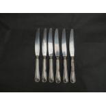 Six knives with white metal handles stamped 800