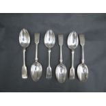 Six silver dessert spoons by John Henry Potter, Sheffield 1910, monogrammed "D",